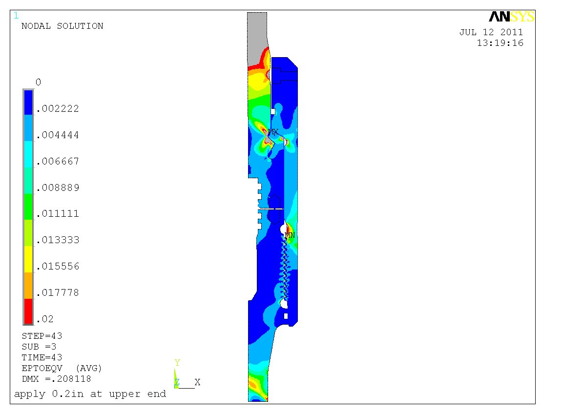 Tensile analysis of a 7-1/16 bore 10ksi open water riser connector, including a FEED study, completed in a week by PDI